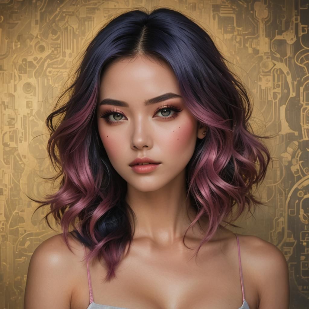 Stunning Woman with Cybernetic Droid in Hi-Tech City