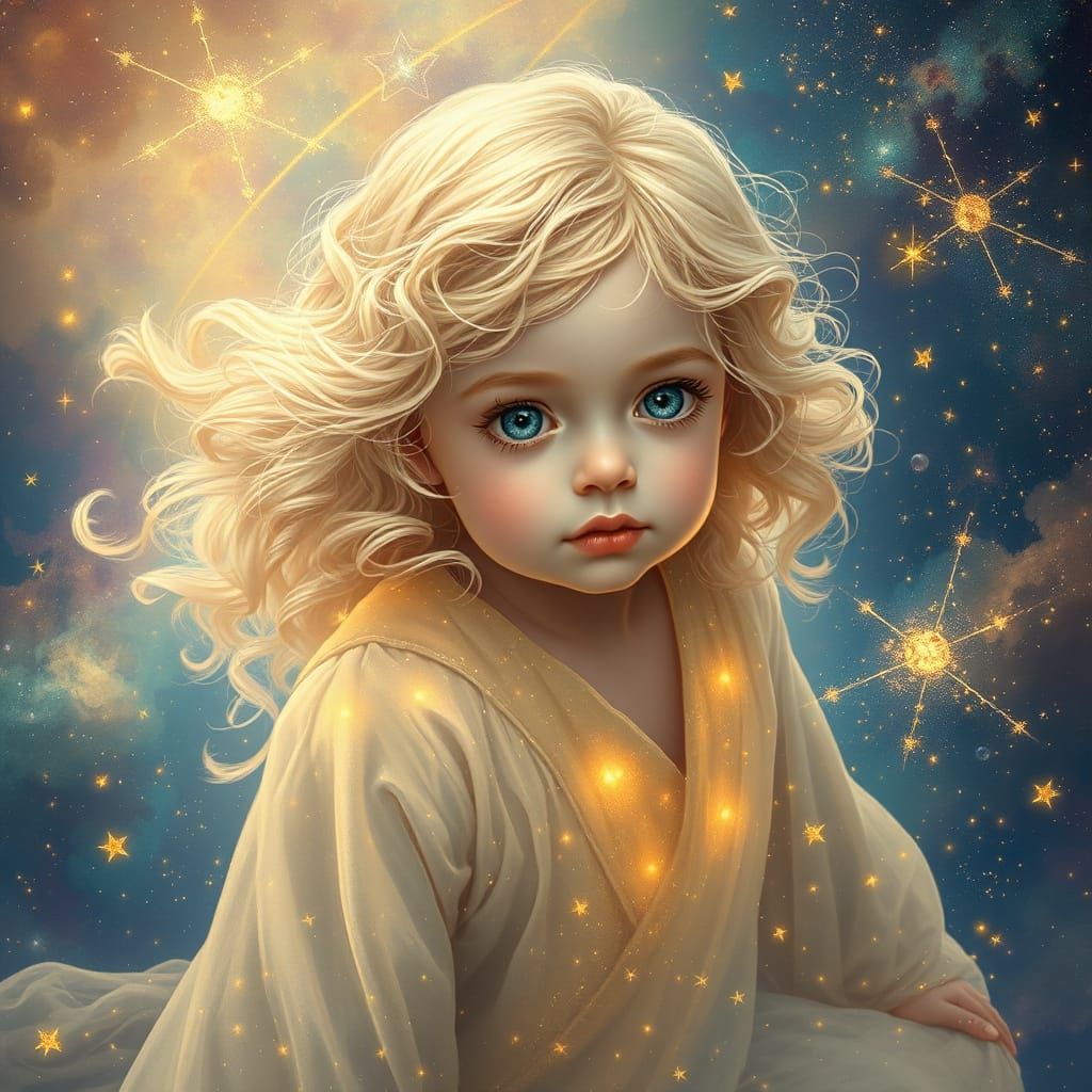 Ethereal Star Child in Dreamy Hyperrealism
