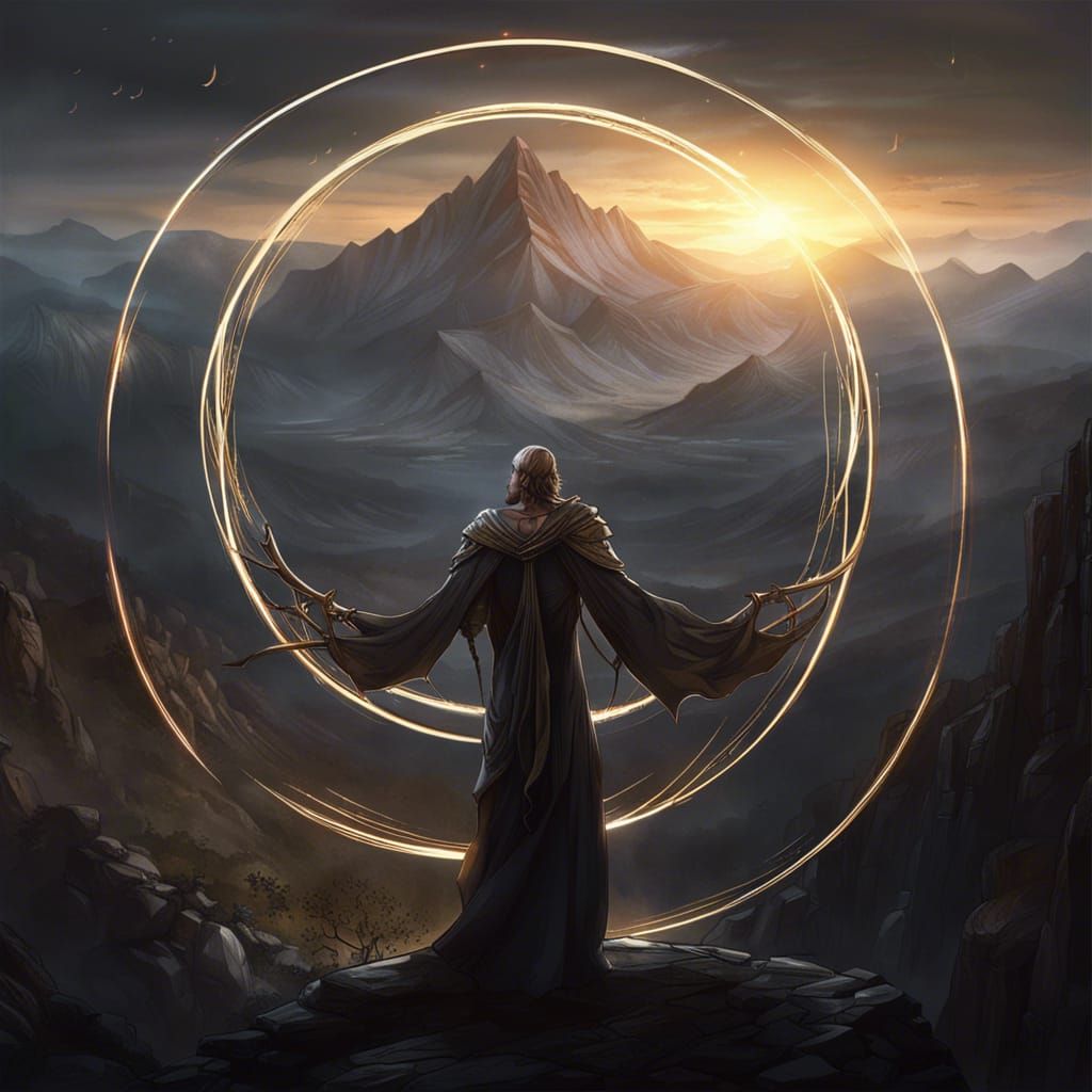 Elden Ring: Intersecting Lights in Dark Mountain Landscape