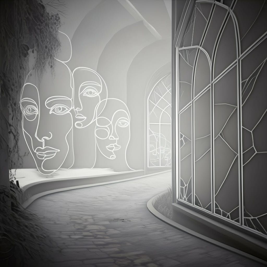 Surreal Journey Along a Winding Path in a Fantastical World