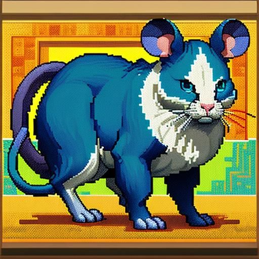 Mouse in Pixelated House: Retro Pixel Art