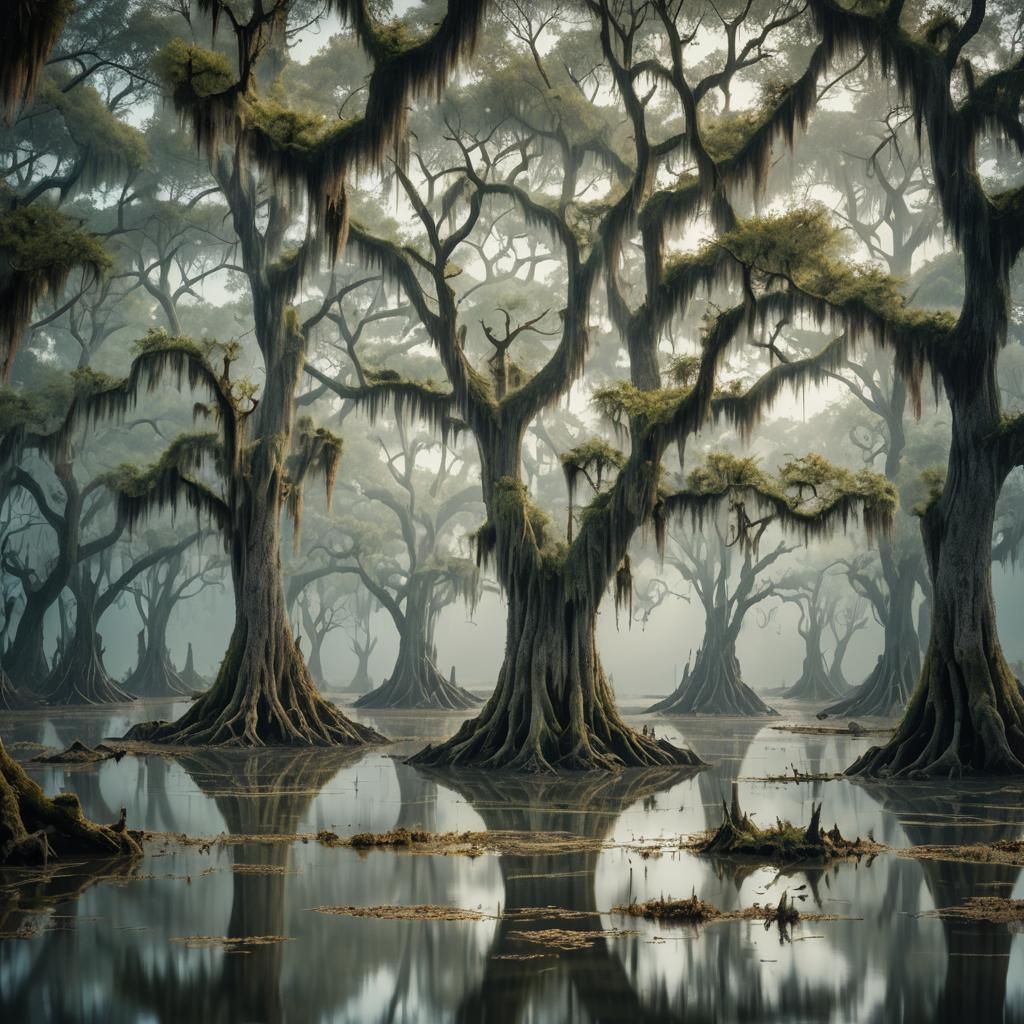 Eerie Swampland: Dreamlike Fantasy Matte Painting