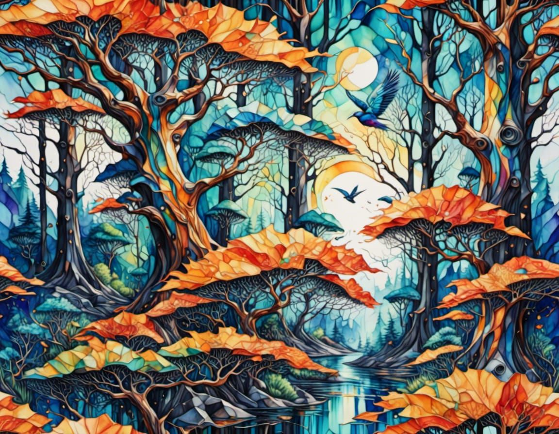 fantastical forest scene