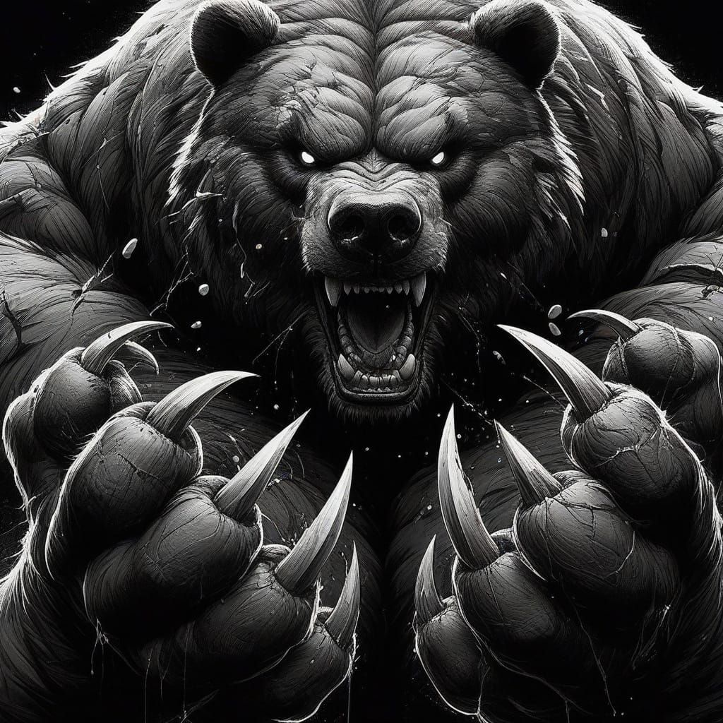 Dark Fantasy Anime Bear: Obese Kodiak Unleashed in Midnight ...