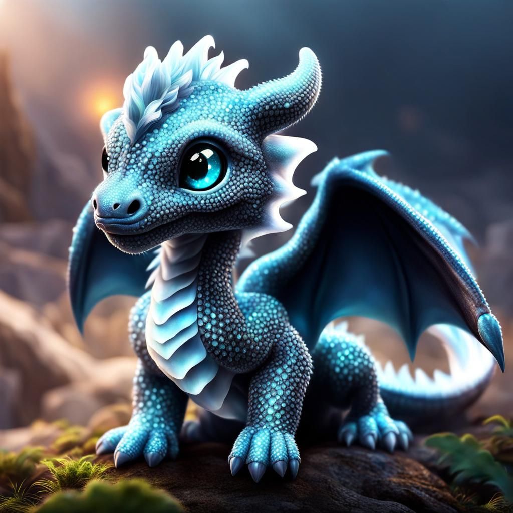 Realistic Diamond Ghost Dragon Hatchling