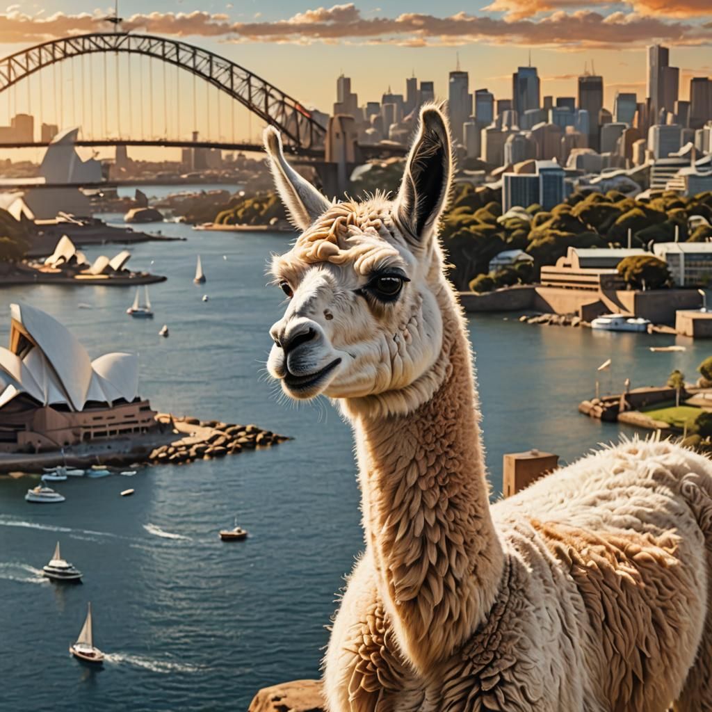 Llama Celebrated by Kangaroos at Sydney Harbour