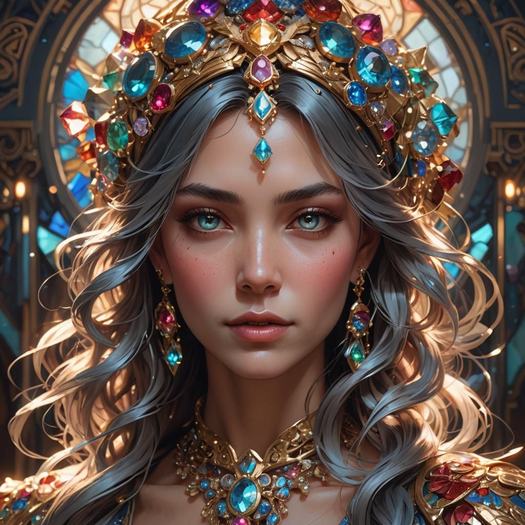 Jeweled Portrait in Hyperdetailed Style