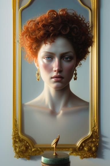 Red-Haired Goddess Portrait in Hyperrealistic Style