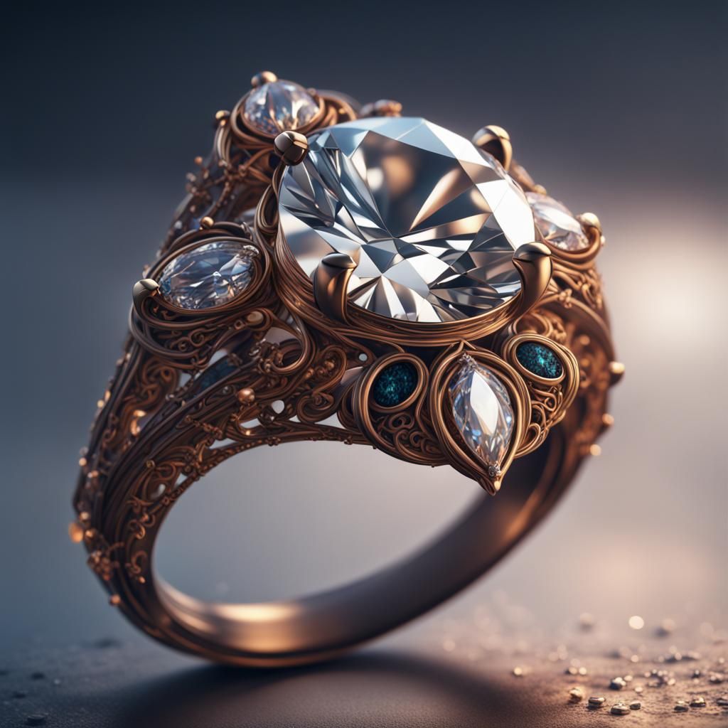 Elegant Diamond Ring in Detailed Matte Painting