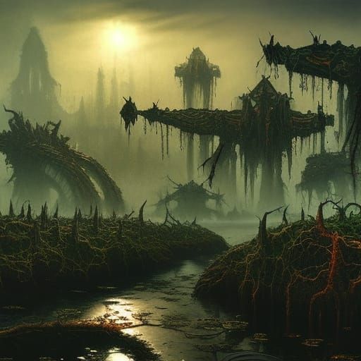 Warhammer 40k Plague Swamp: Photorealistic HD Landscape