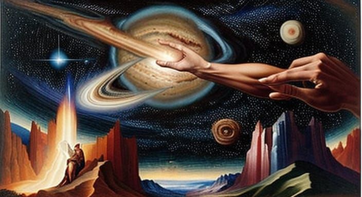 Cosmic Genesis in Vibrant Digital Art