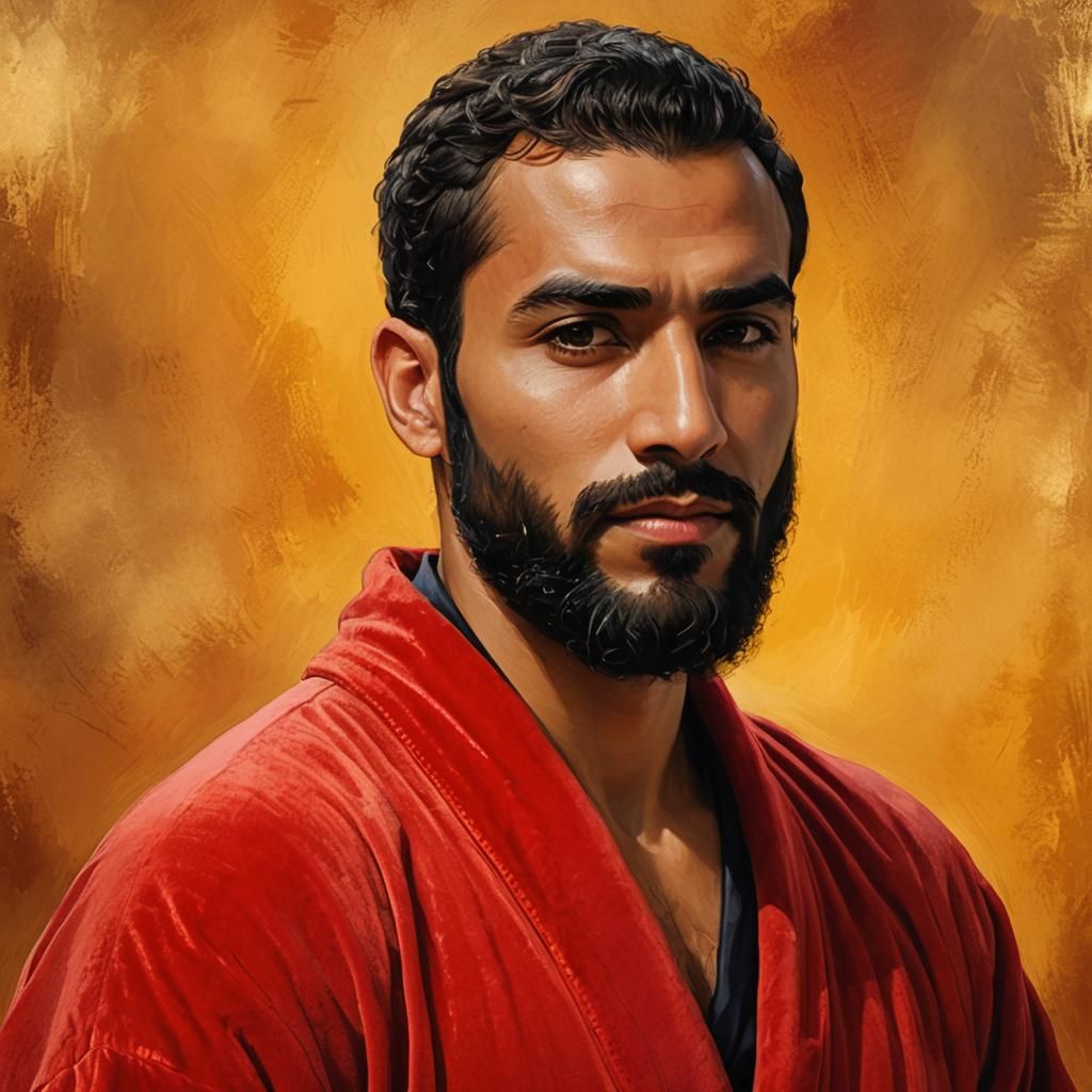 Portrait of Handsome Man in Velvet Robes