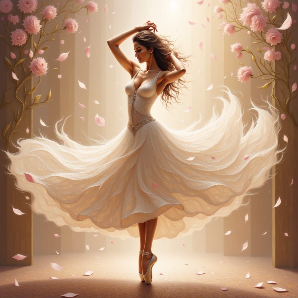 Anime Ballet Dancer in Dreamy Florals