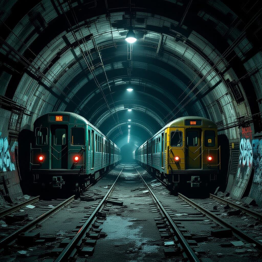 Dystopian Subway Tunnels in Surreal Style