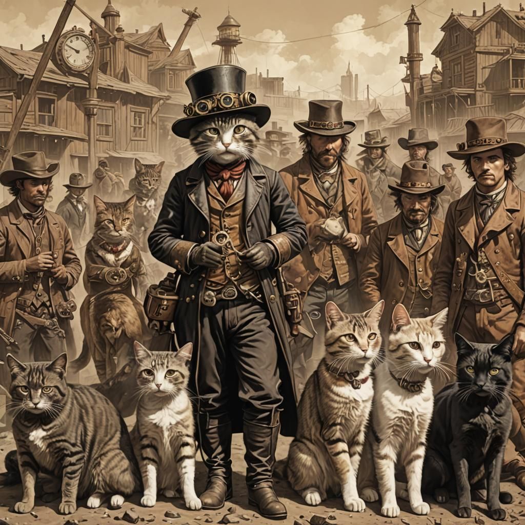 Steampunk Cat Herders in the Wild West