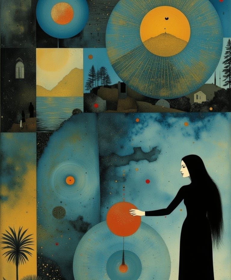 Vibrant Gothic Dreams in Iridescent Blue and Copper