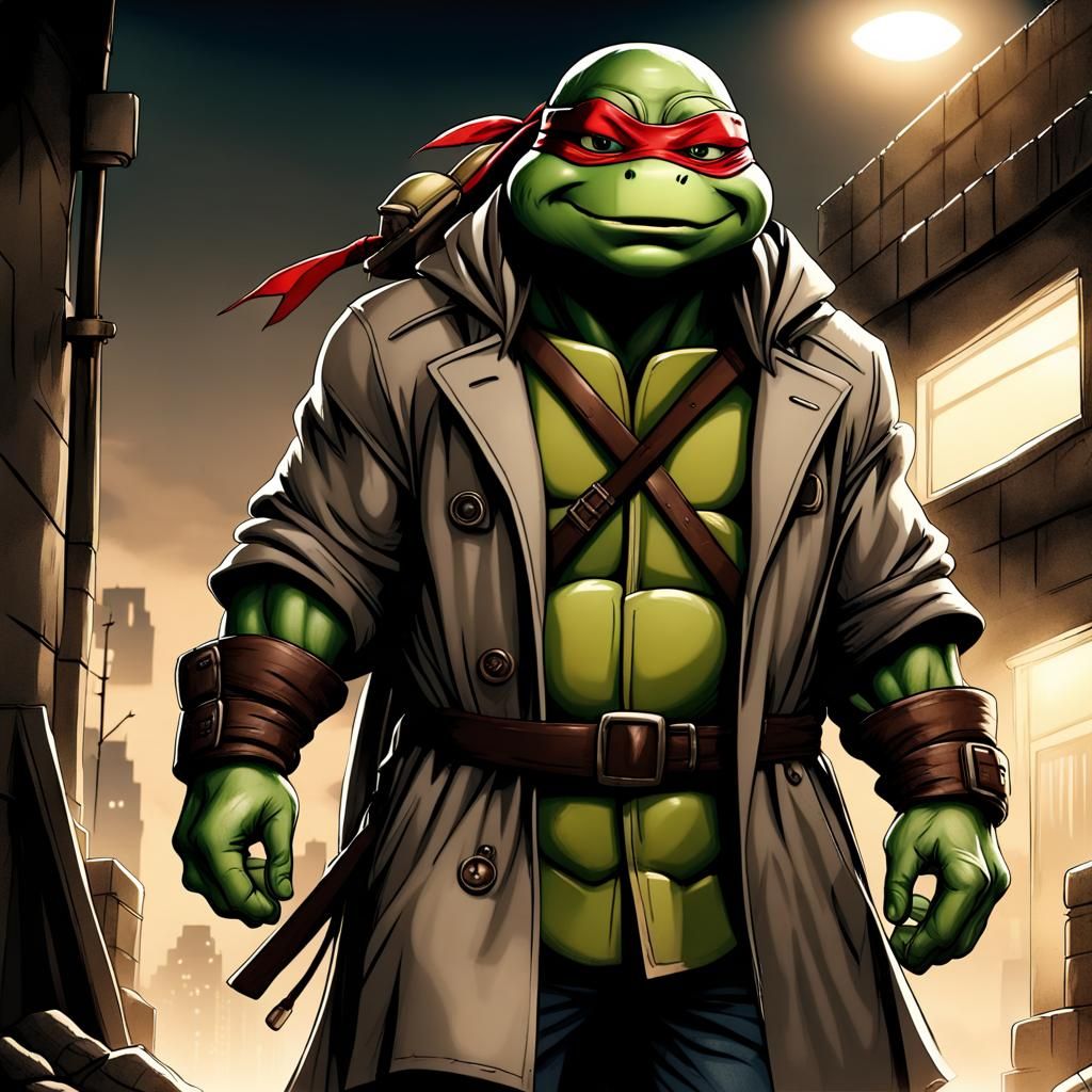 Raphael in Trench Coat: Hyperdetailed 8K Drawing