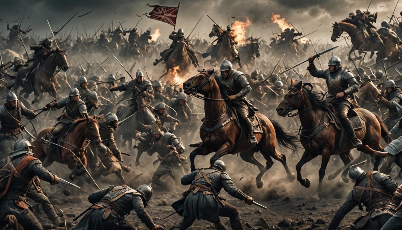 Hyperrealistic Battle Scene in Sharp Focus