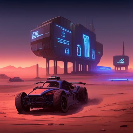 Grimdark Cyberpunk Desert Race in Warhammer 40k Style