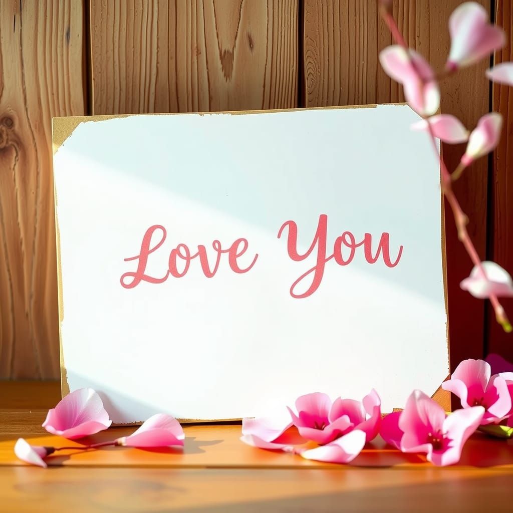 Romantic 'Love You' Sign with Cherry Blossoms