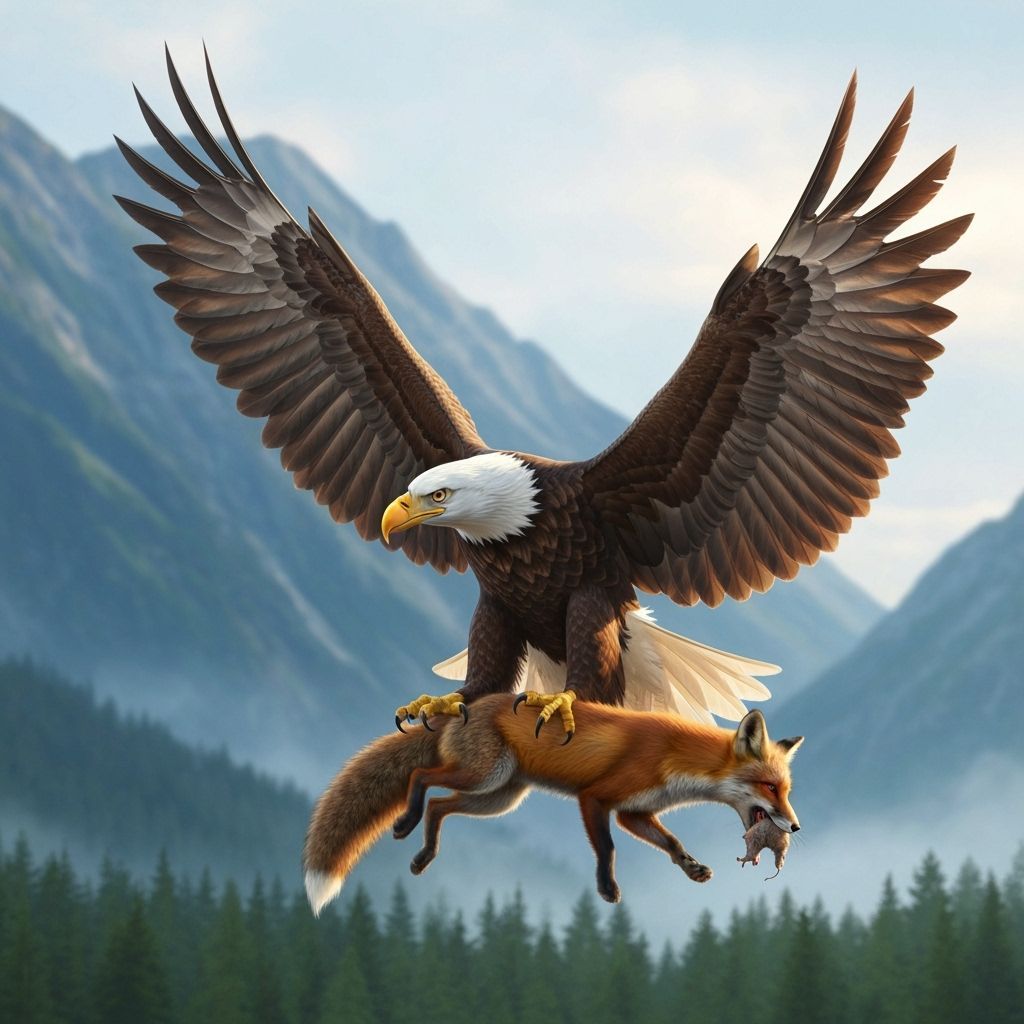 Bald Eagle Captures Fox in Flight: Wildlife Drama
