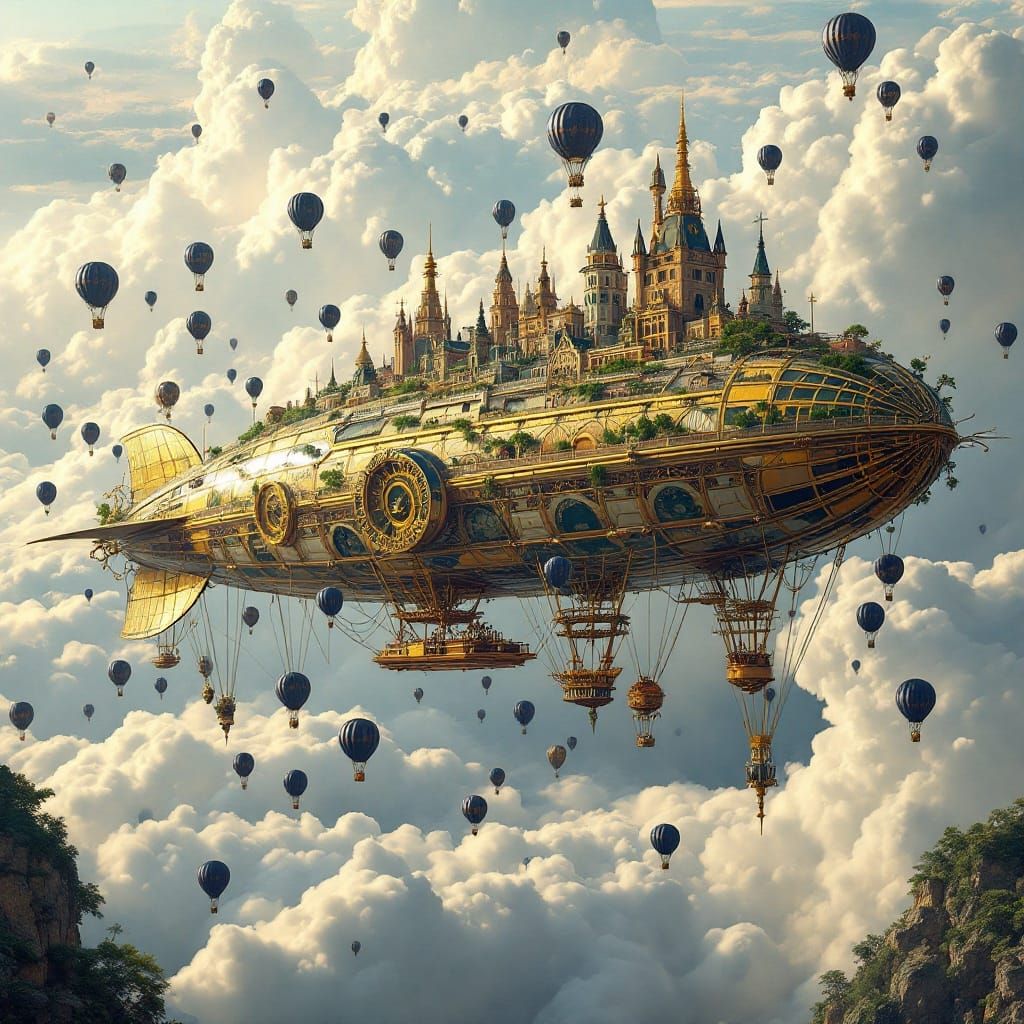 Majestic Zeppelin Cityscape in HDR