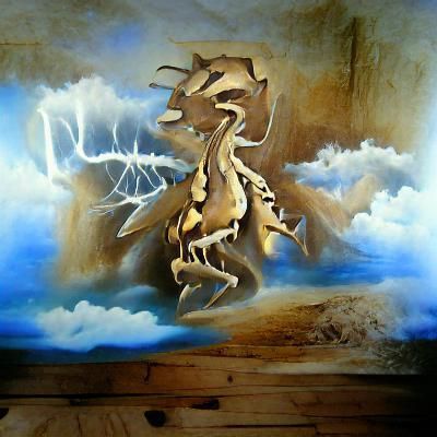 Surreal Rustic Lightning Dragon in Dali Style