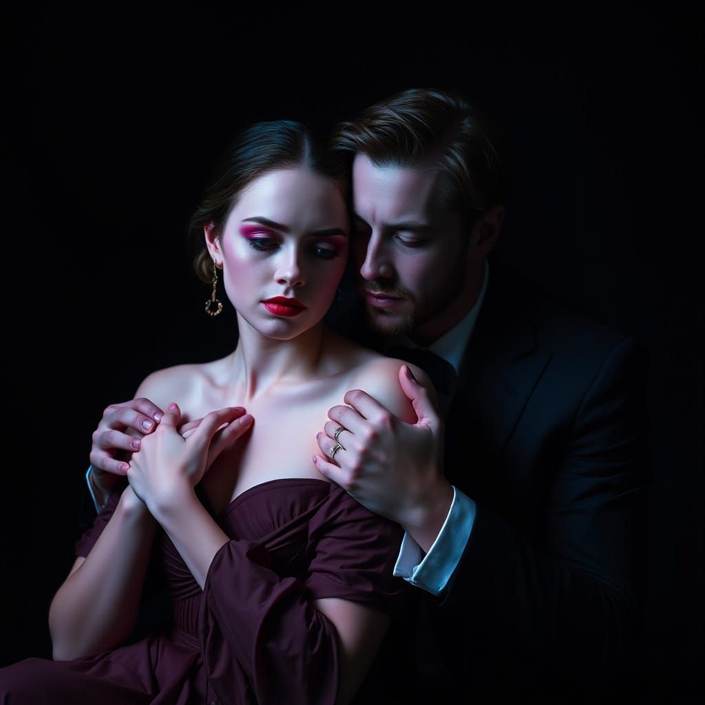 Elegant Couple in Moody Black Background
