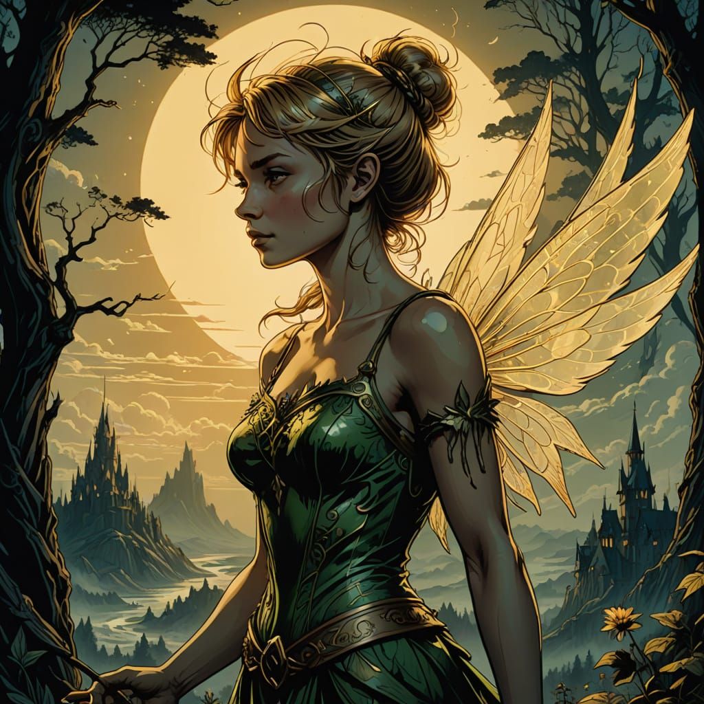 Tinker Bell in Mysterious Neverland Landscape