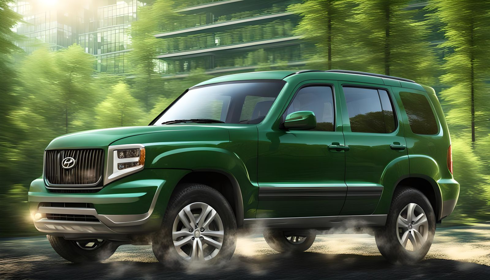 Forest Green Hyundai Liberty SUV: 3D Render