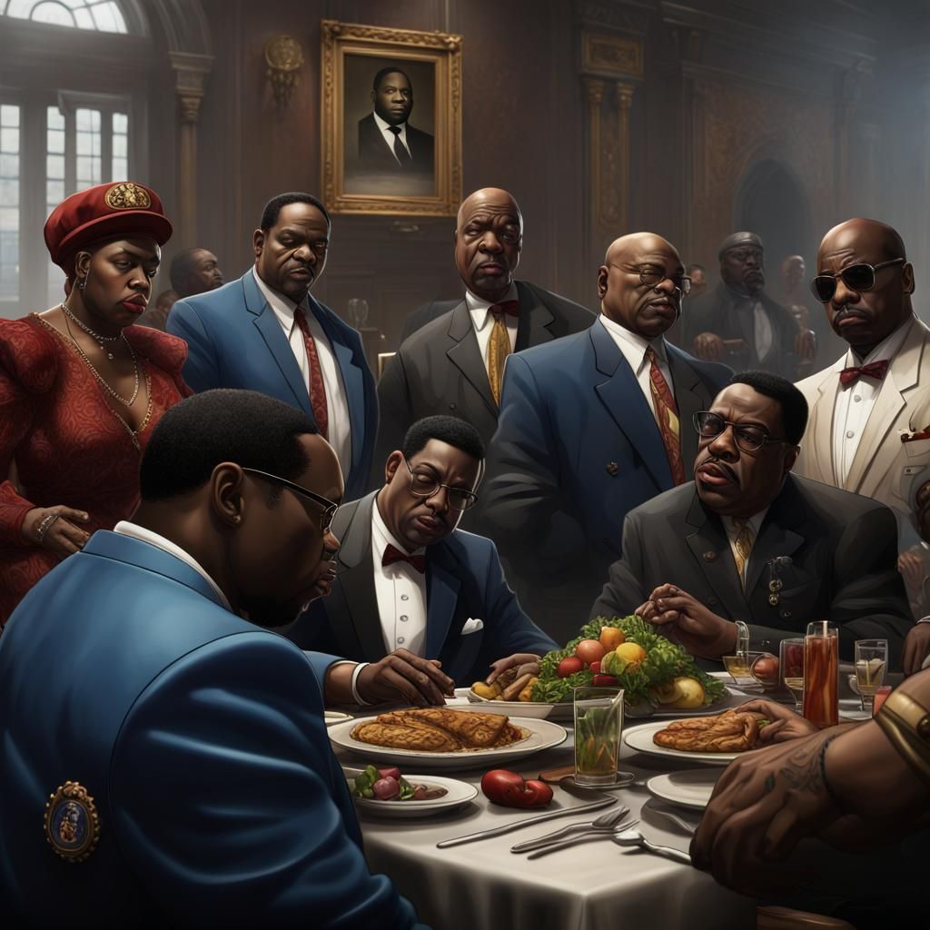 Historical Figures at Last Supper: Detailed Matte Painting