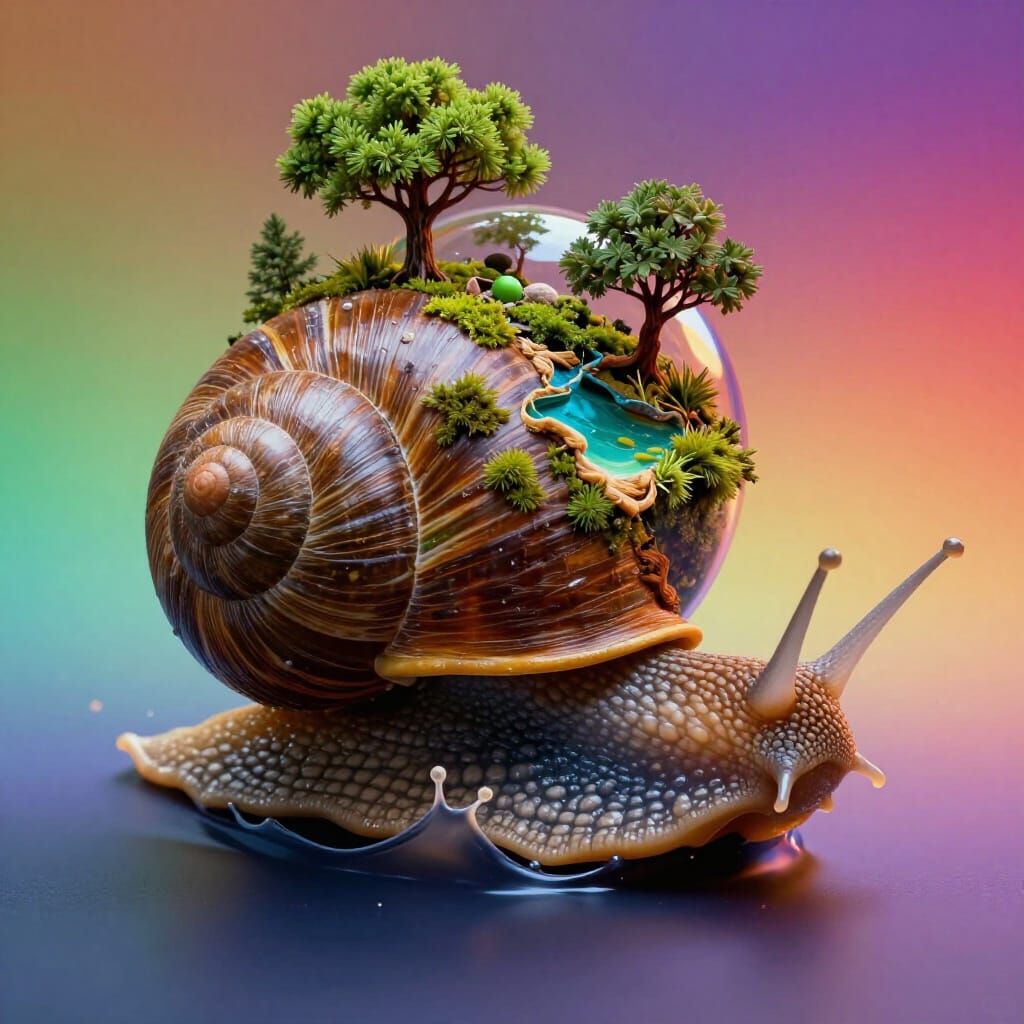 Snail With Terrarium Shell Hyperrealistic Art