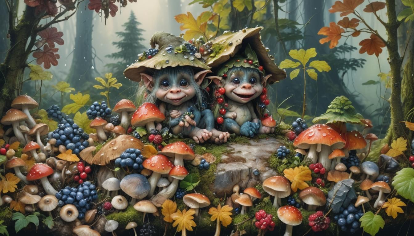 Cute Forest Troll Portrait in Dreamlike Style