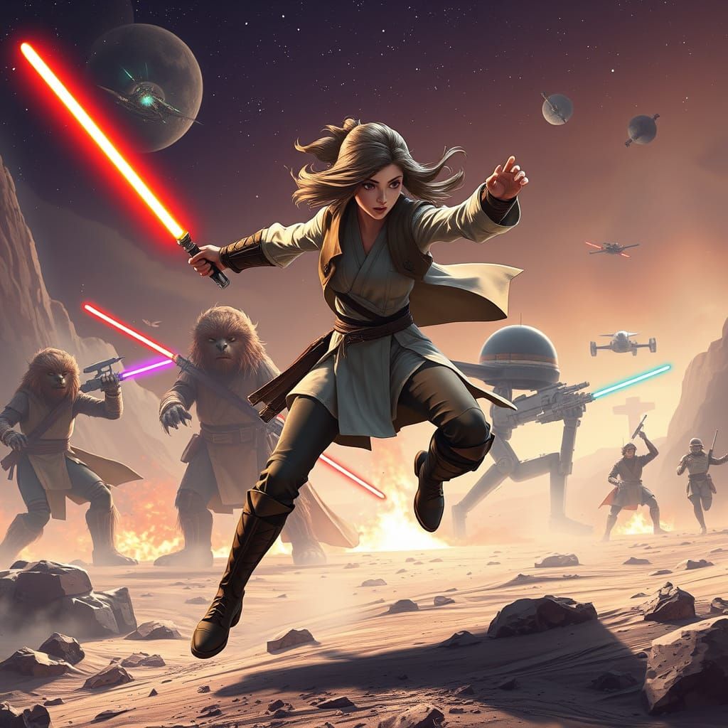 Jedi Defends Kashyyyk in Dynamic Anime Style