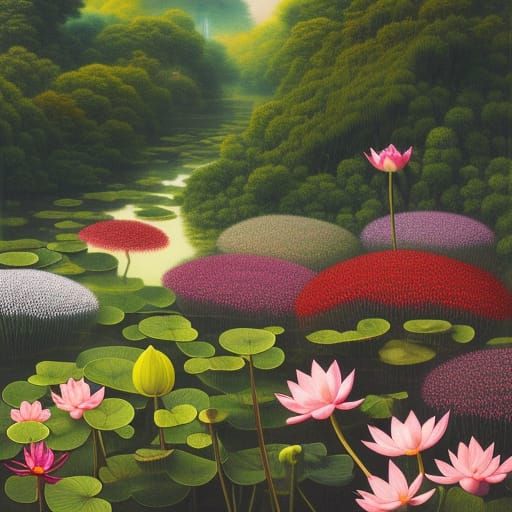 Frogs in Flowers with Warped Perspective