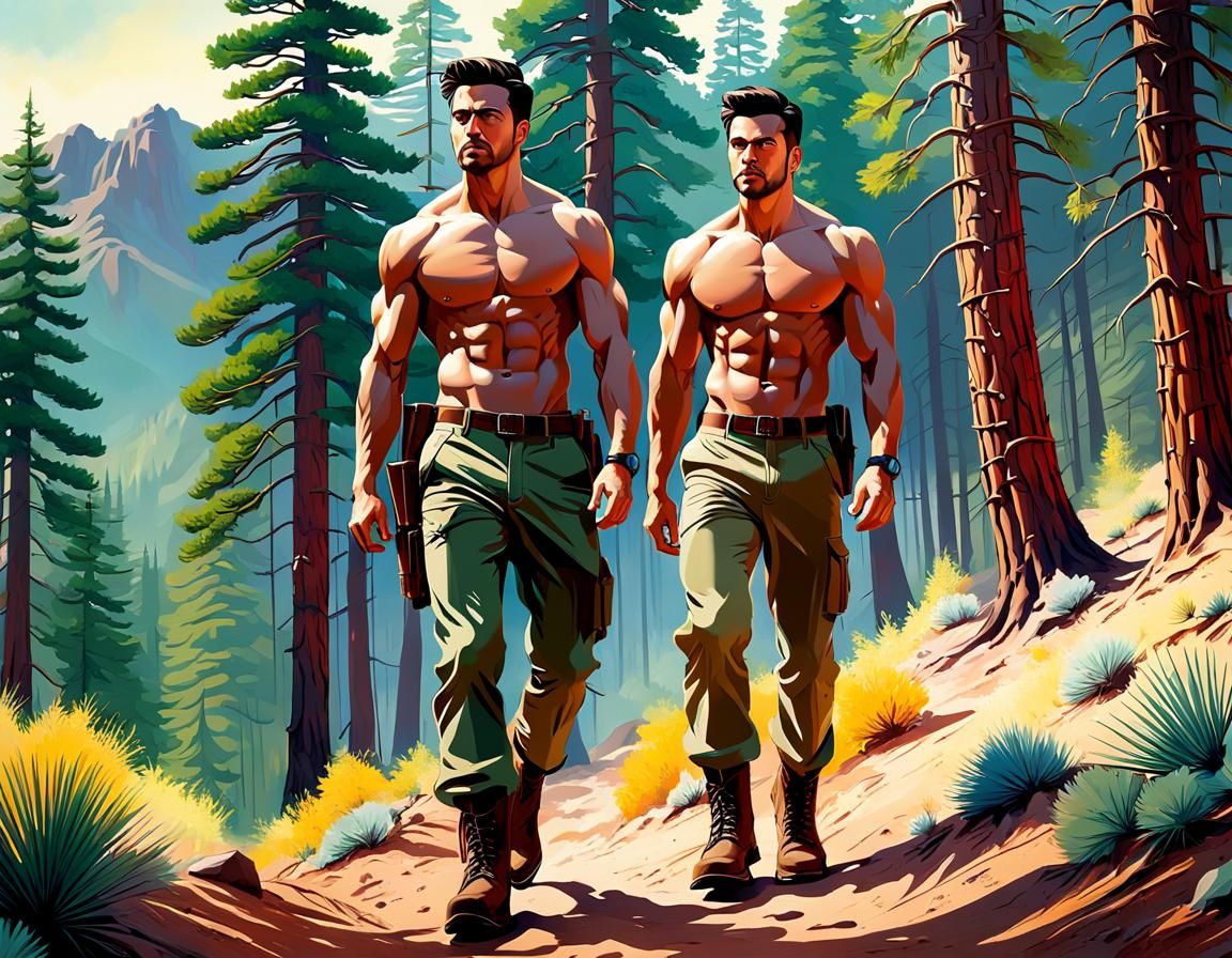 Hikers in Arizona Mountains: Hyperrealistic Digital Art