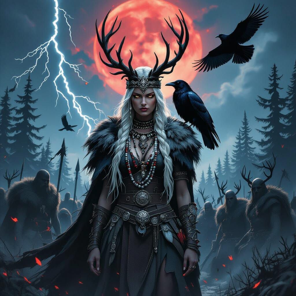 Viking Goddess Hela and Undead Berserkers