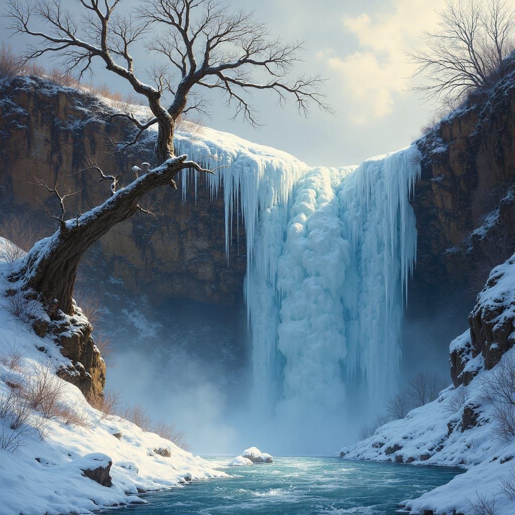 Frozen Winter Landscape in Photorealistic Style