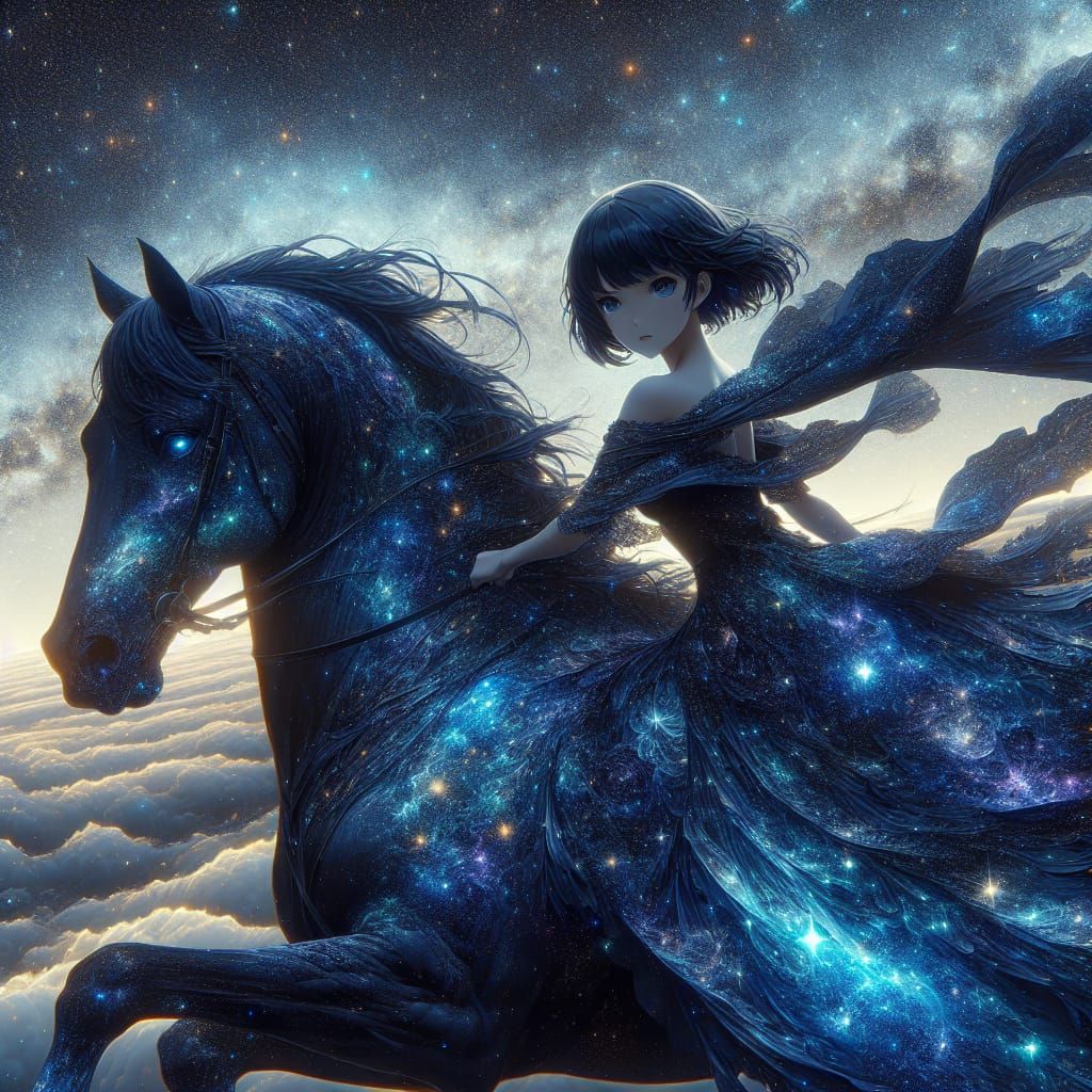 Starry Night Rider in Anime Style