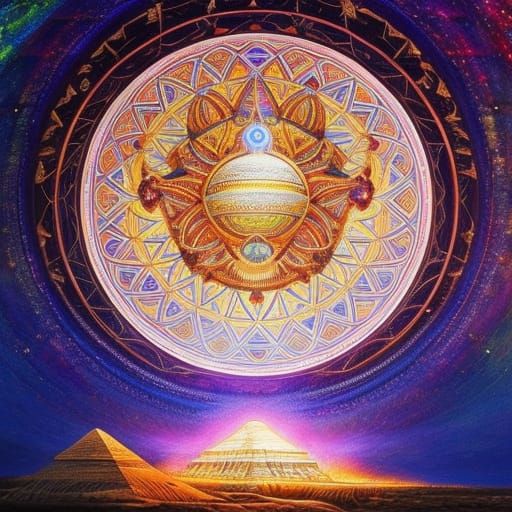 Amun-Ra, God of Sun and Air, in Detailed Painting