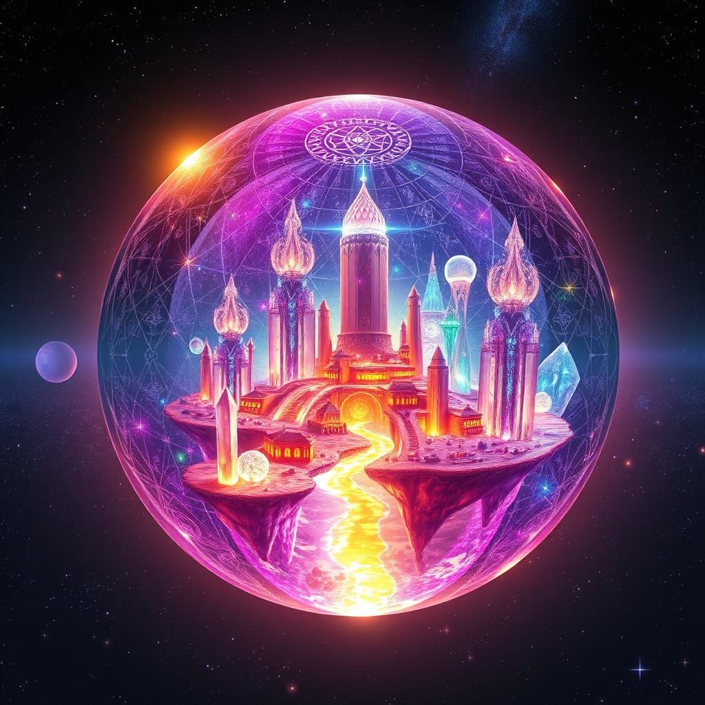 Celestial City Encased in a Cosmic Sphere