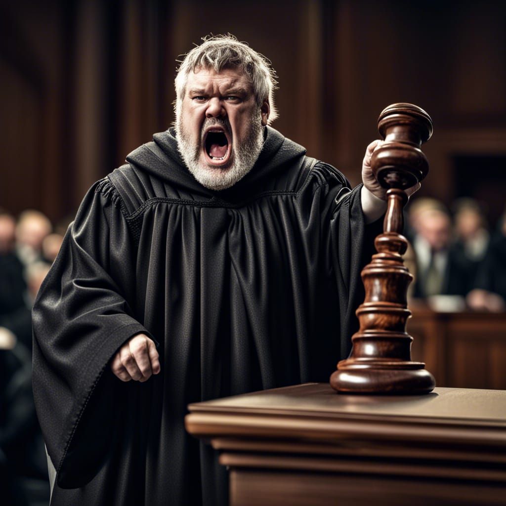Hyperrealistic Hodor as Lawyer in Court