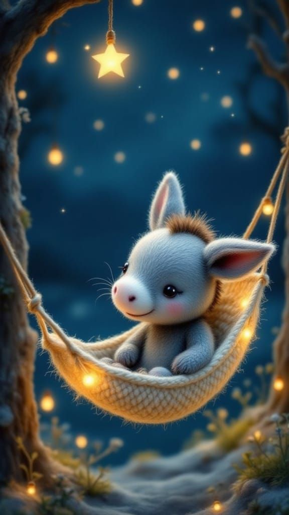 Baby Donkey's Dreamy Starry Night