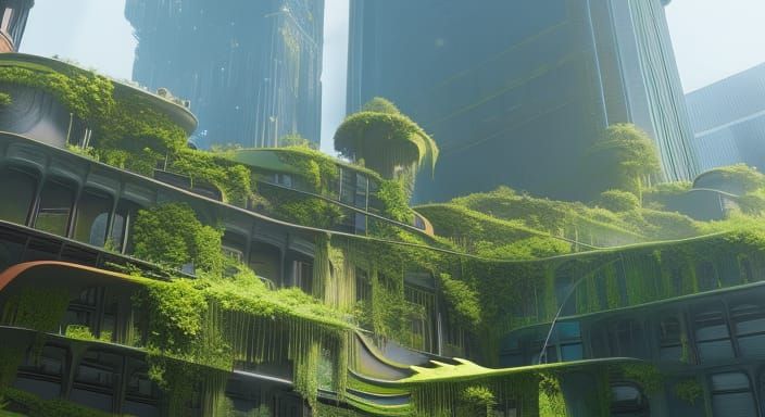 Hyperdetailed Skyscraper Garden Concept Art