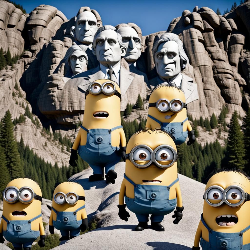 Mount Rushmore Reimagined with Minions