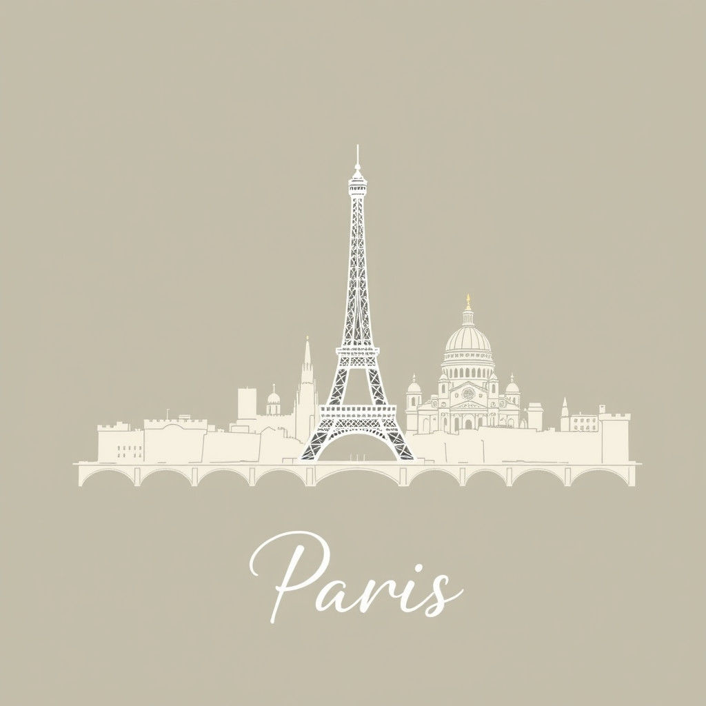 Paris Skyline Classical Graphic Design Sketch