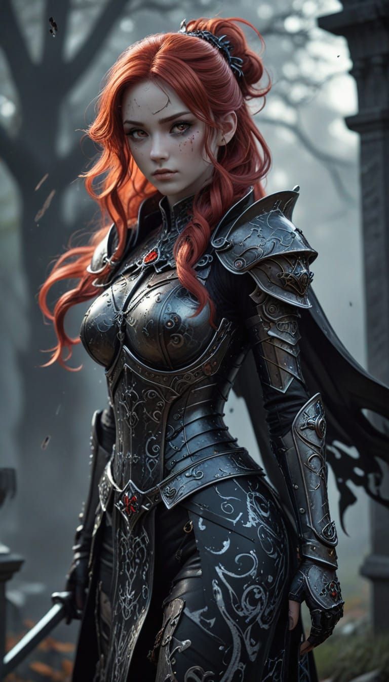 Gothic Knight Embracing Haunted Elegance in Dark Fantastical...