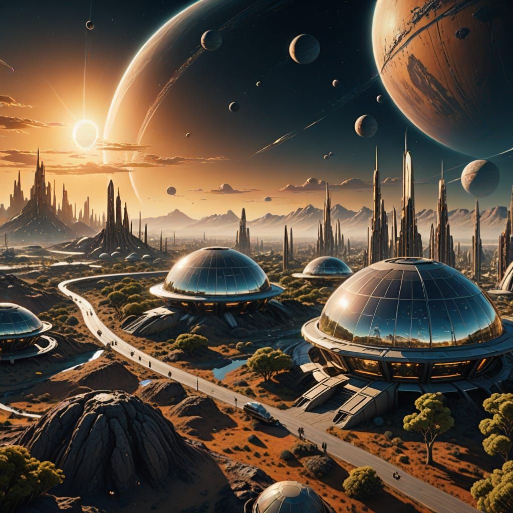 Futuristic Cityscape on an Alien Planet