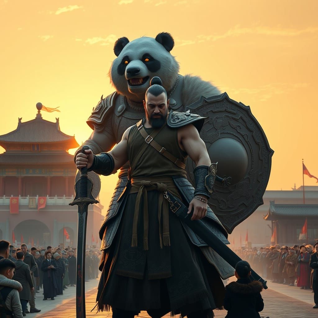 Epic Warrior in Tiananmen Square: A Hyper-Realistic Digital ...