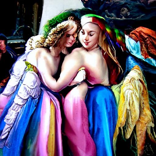 Angelic Renaissance Painting with Detailed Figures